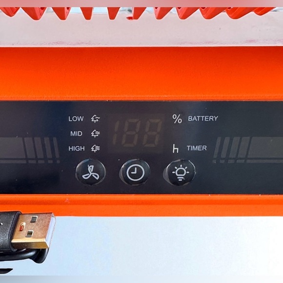 Battery Operated Portable Camping Fan Rechargeable Battery Led Light W 3 Levels - Picture 5 of 10